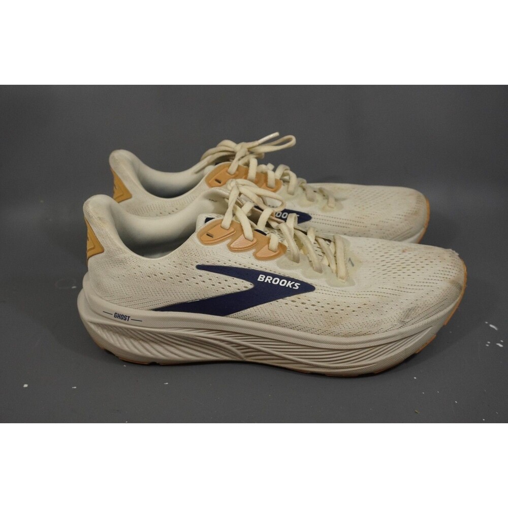 Brooks Ghost 17 Cream White Navy Running Shoes Men's Size 9.5 READ No Insoles